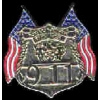 NYPD 911 POLICE USA DBL FLAG BADGE NEW YORK CITY PD PIN